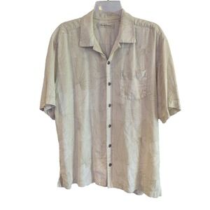 Tommy Bahama Mens Short Sleeve Button Down Beach Hawaiian Camp Shirt‎ Tan Medium